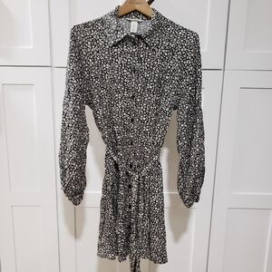 Elegant Black and White Floral Dress